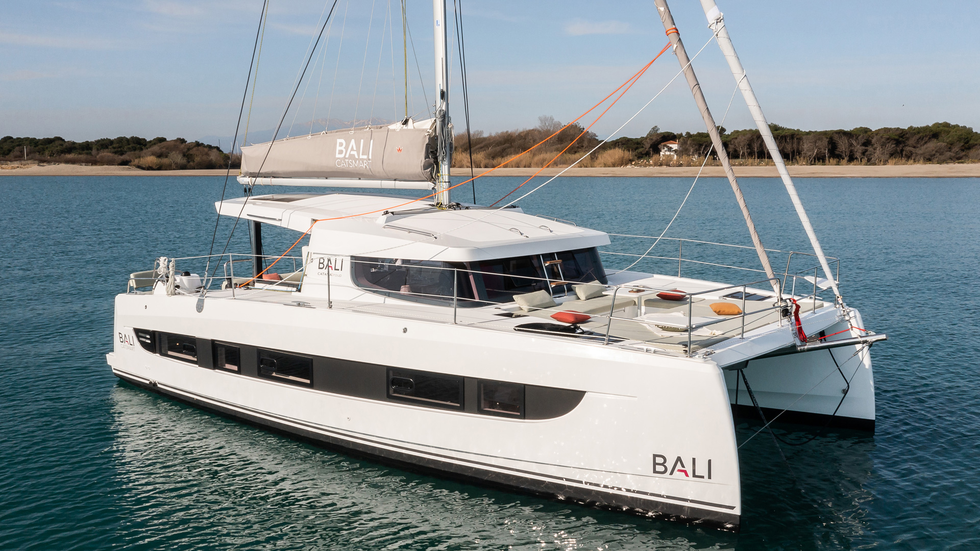 catamaran yacht at anchor